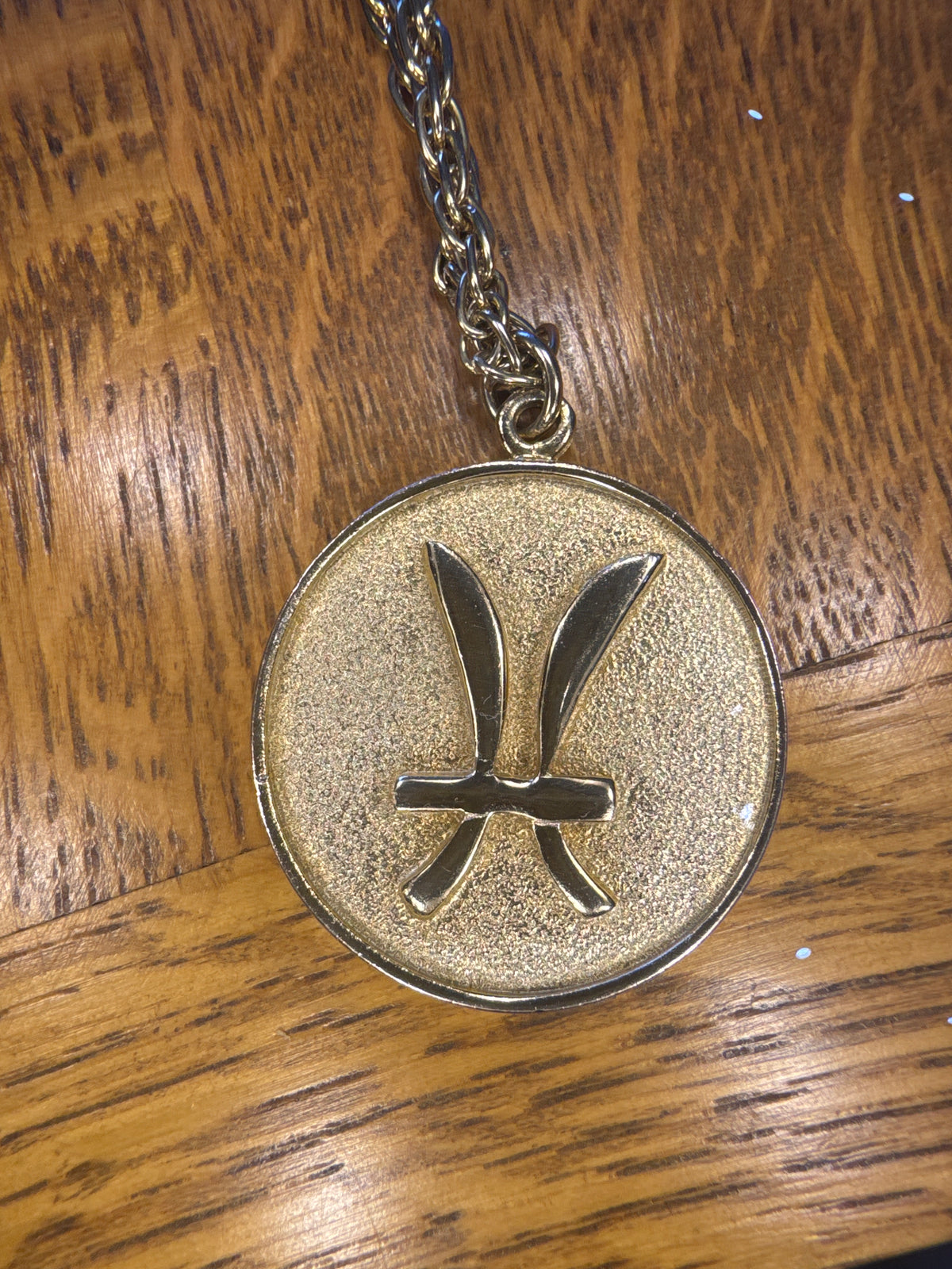 Vintage Pisces Zodiac Medallion Necklace