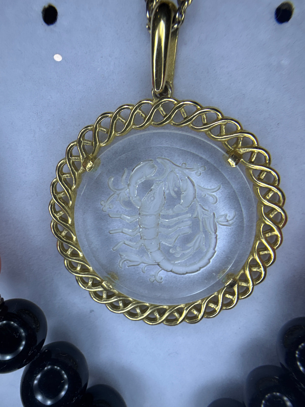 Trifari Scorpio Zodiac Intaglio Necklace - Vintage