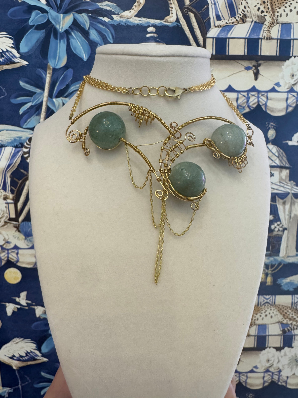 Heather Hancock Creations Green Aventurine & Brass Necklace
