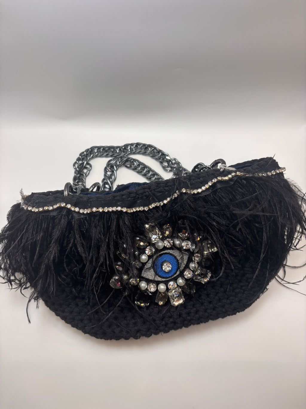 Handmade Greek Evil Eye Feather Bag