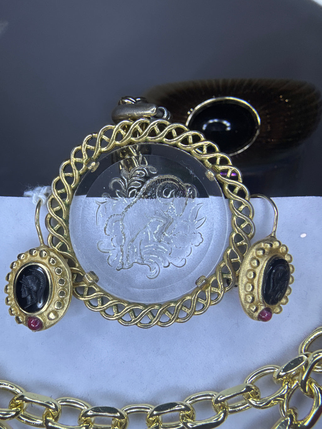 Vintage Trifari Taurus Intaglio Necklace