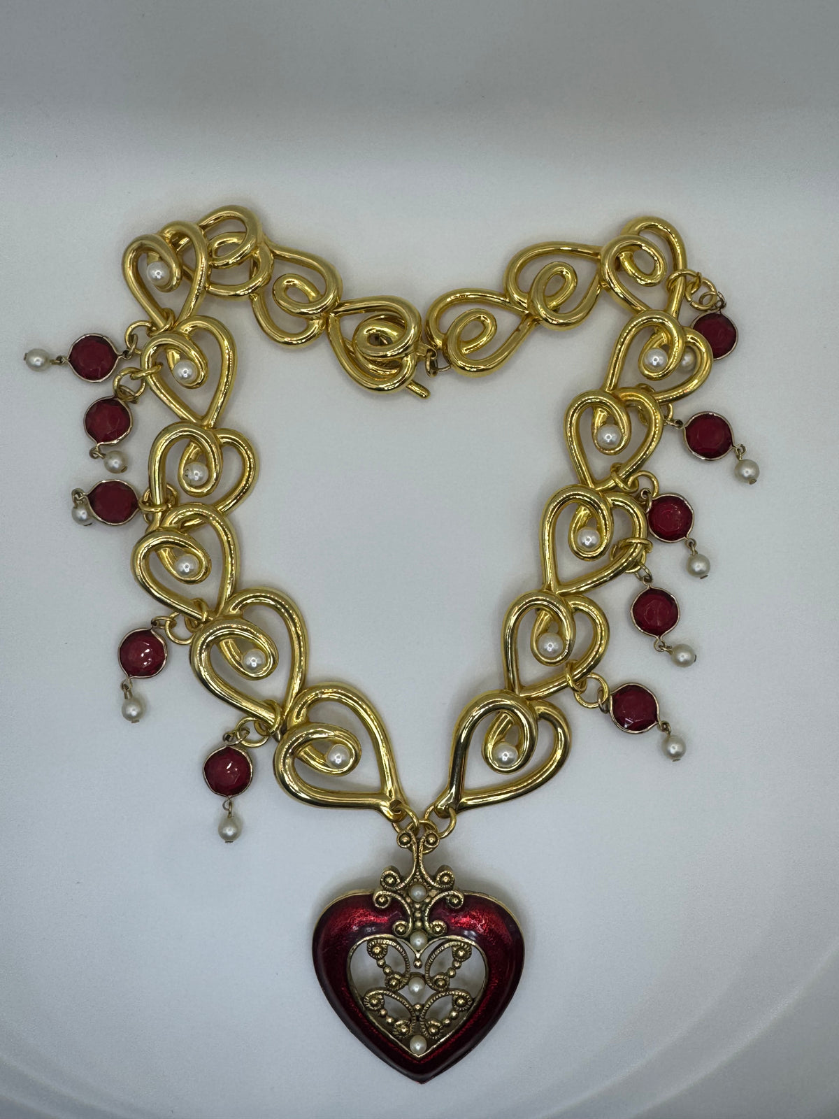 Upcycled Vintage Avon Heart Statement Necklace