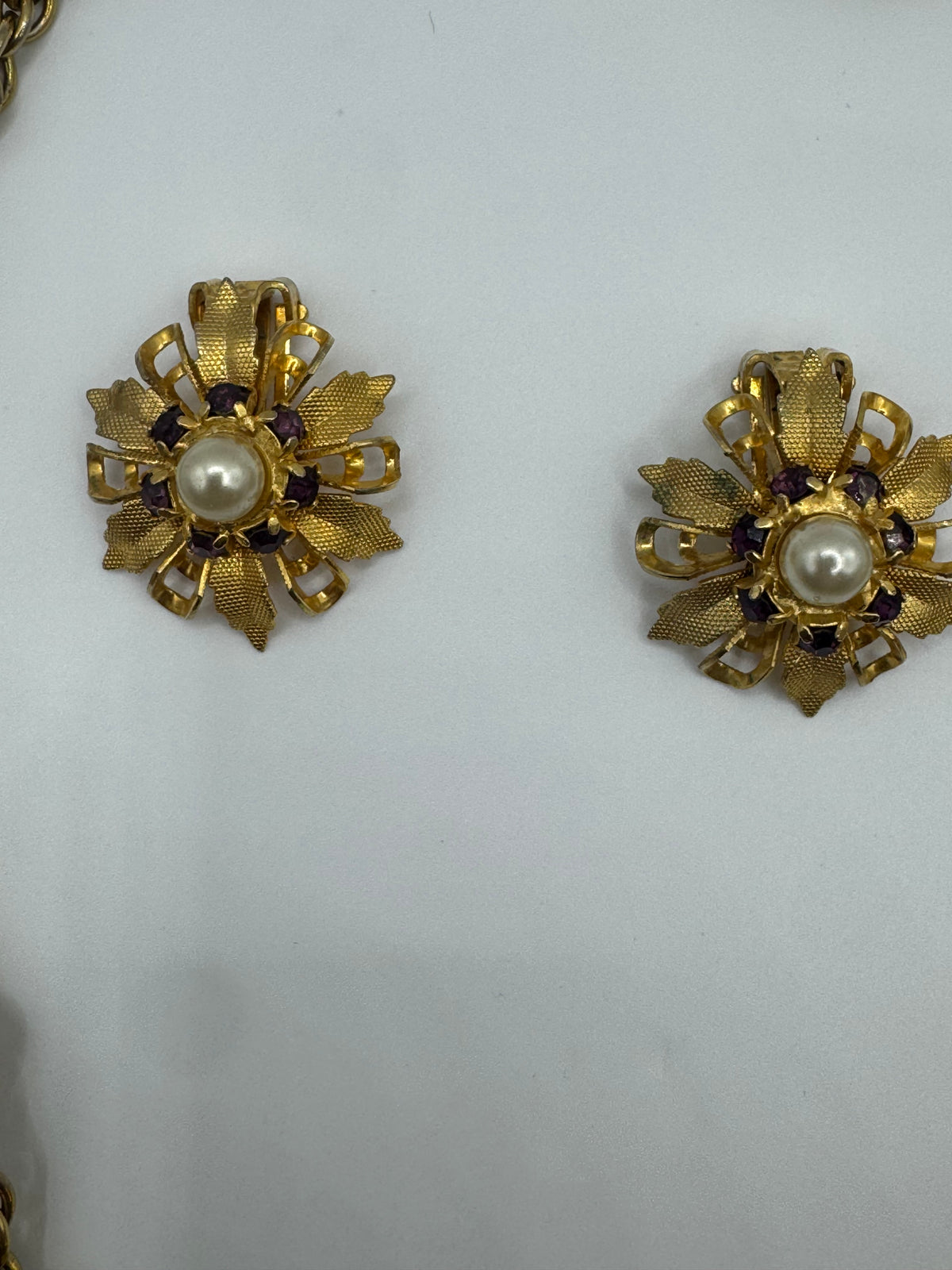 Crown Trifari Floral Necklace & Earrings Set - Vintage