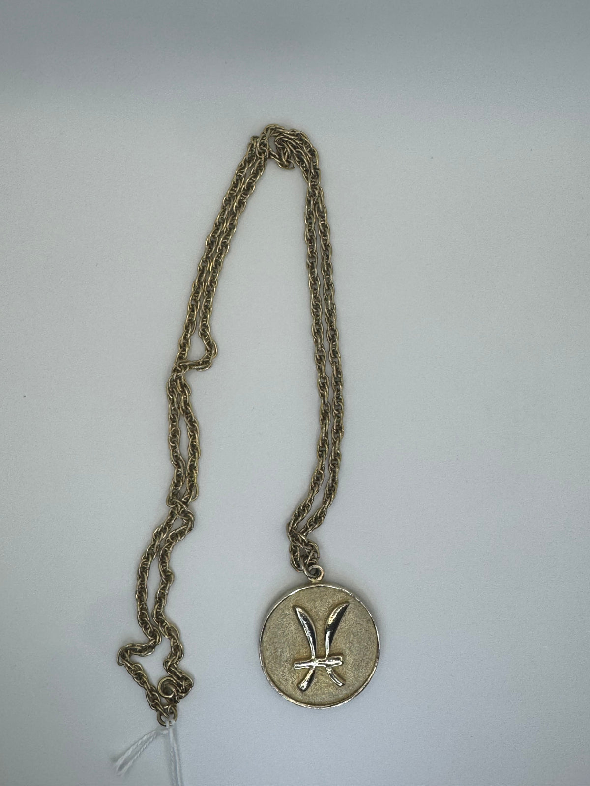 Vintage Pisces Zodiac Medallion Necklace