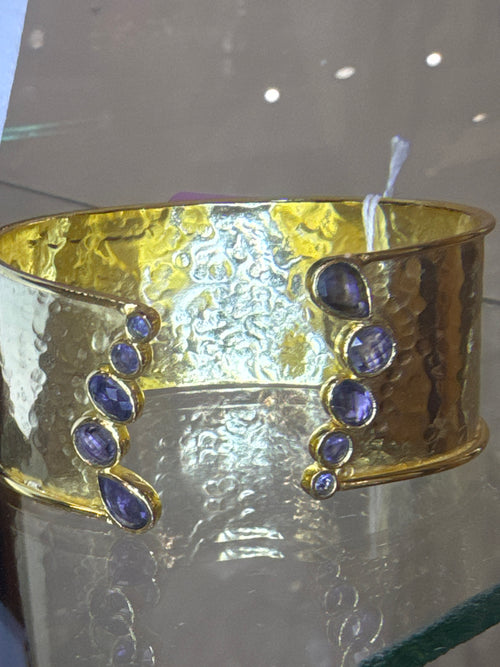 14K Gold Amethyst Bangle