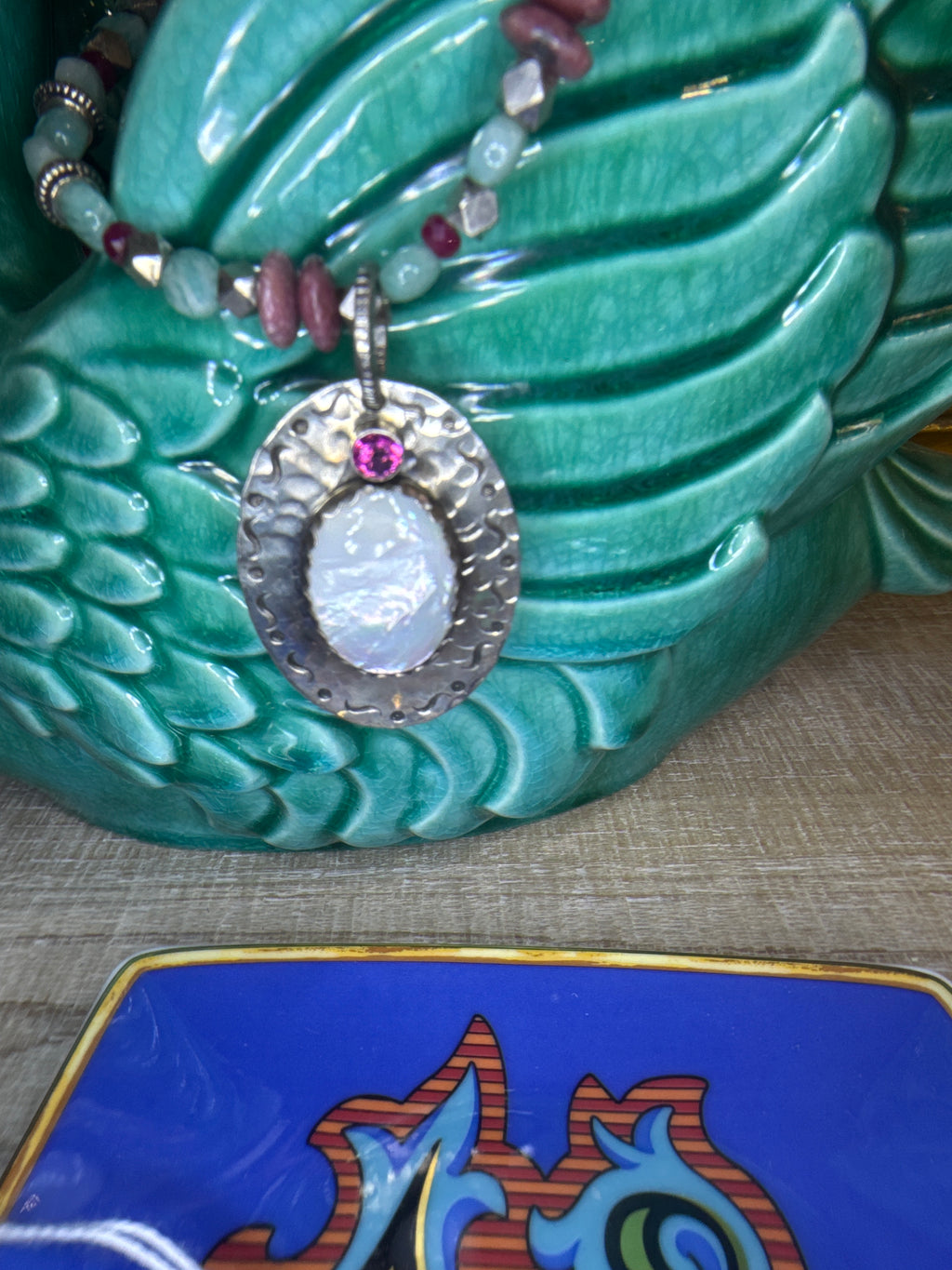Richard Schmidt Mixed Gemstone Pendant Necklace