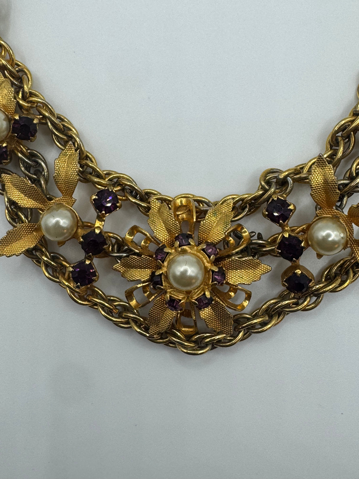 Crown Trifari Floral Necklace & Earrings Set - Vintage