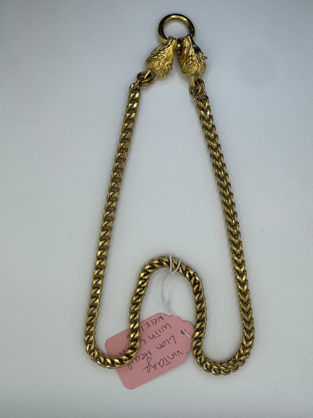 Vintage Gold-Tone Lion Head Clasp Necklace