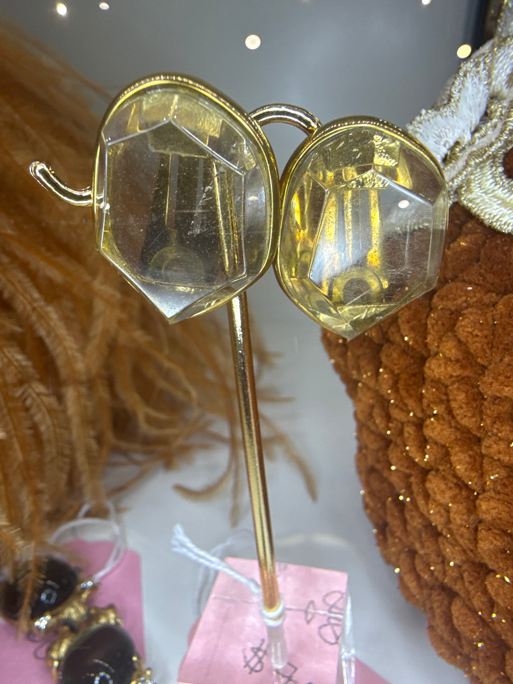 Vintage Smoky Lucite Statement Earrings