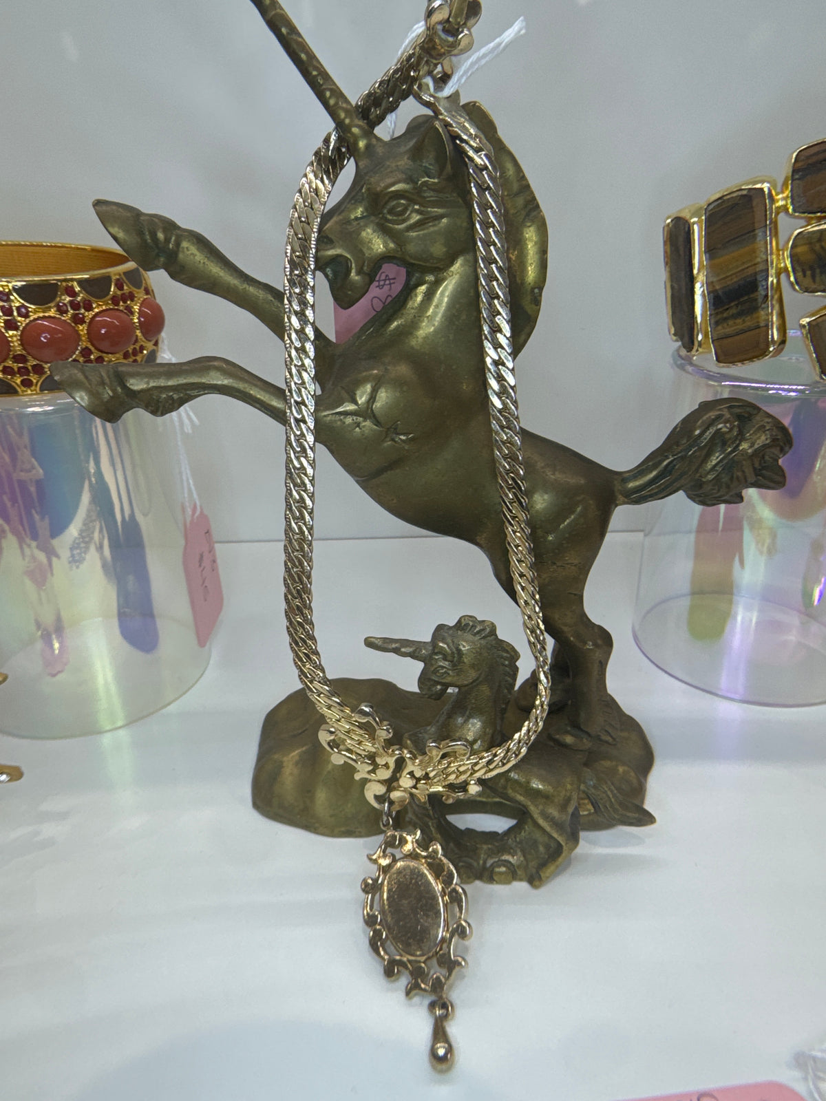 Money Gold-Tone Pendant Necklace - Vintage