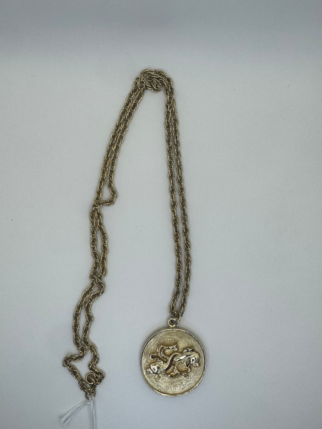 Vintage Pisces Zodiac Medallion Necklace
