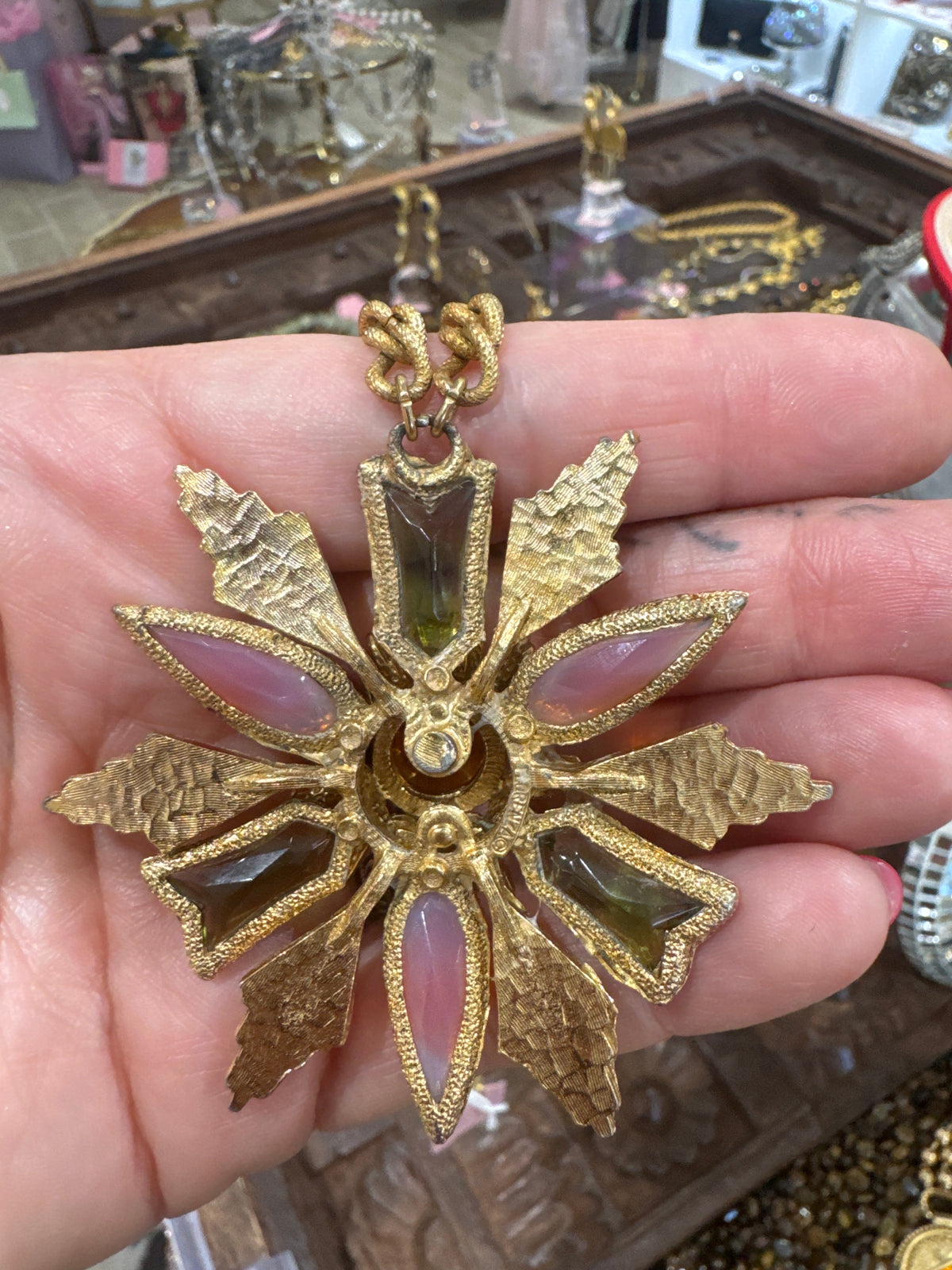 Florenza Jeweled Maltese Cross Pendant Necklace - Vintage