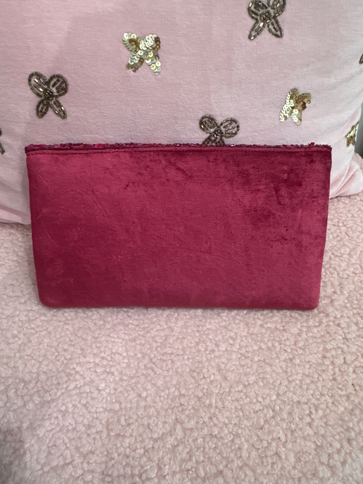 Fuchsia Sequin Foldover Clutch