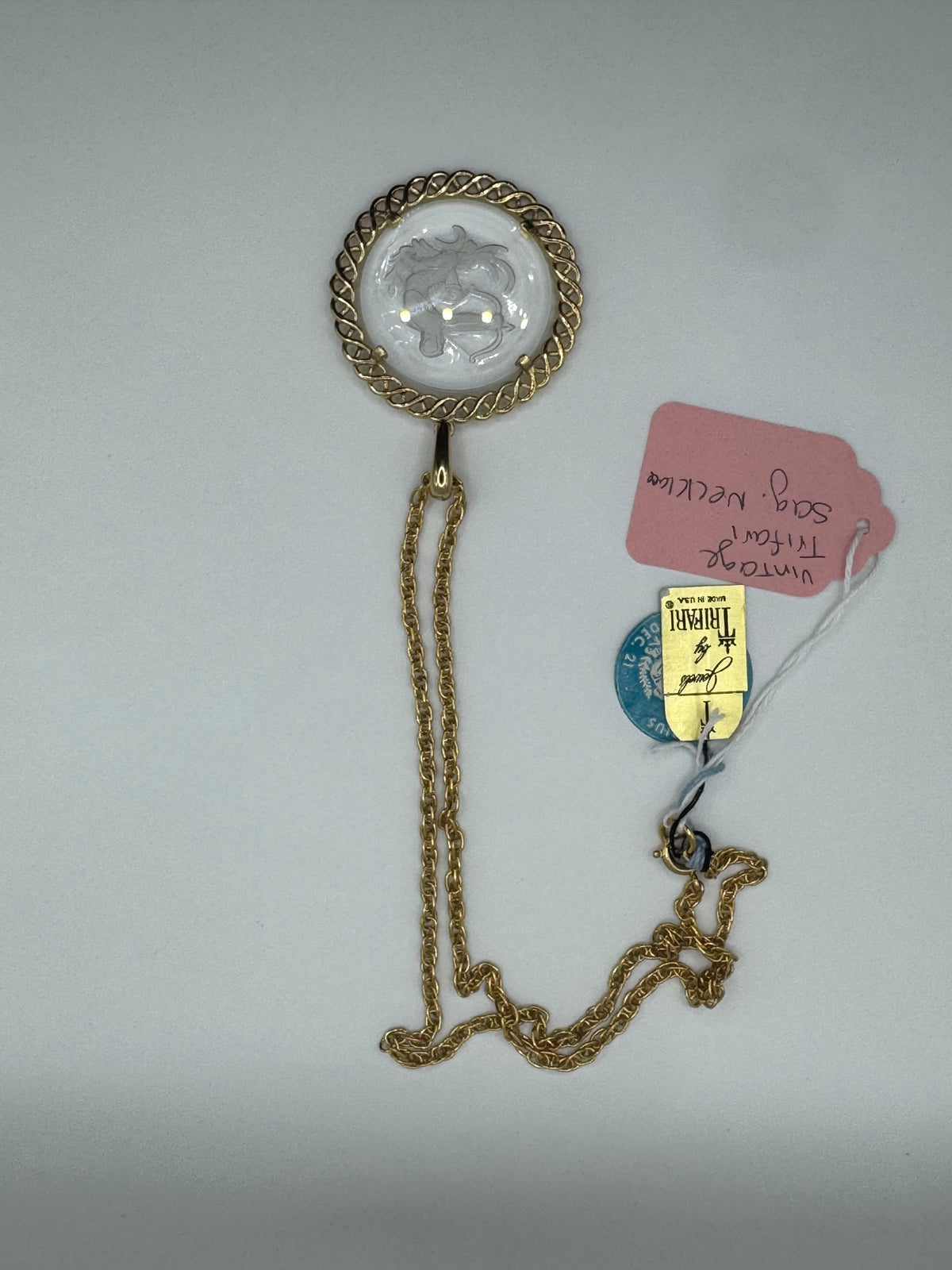 Vintage Trifari Sagittarius Intaglio Necklace