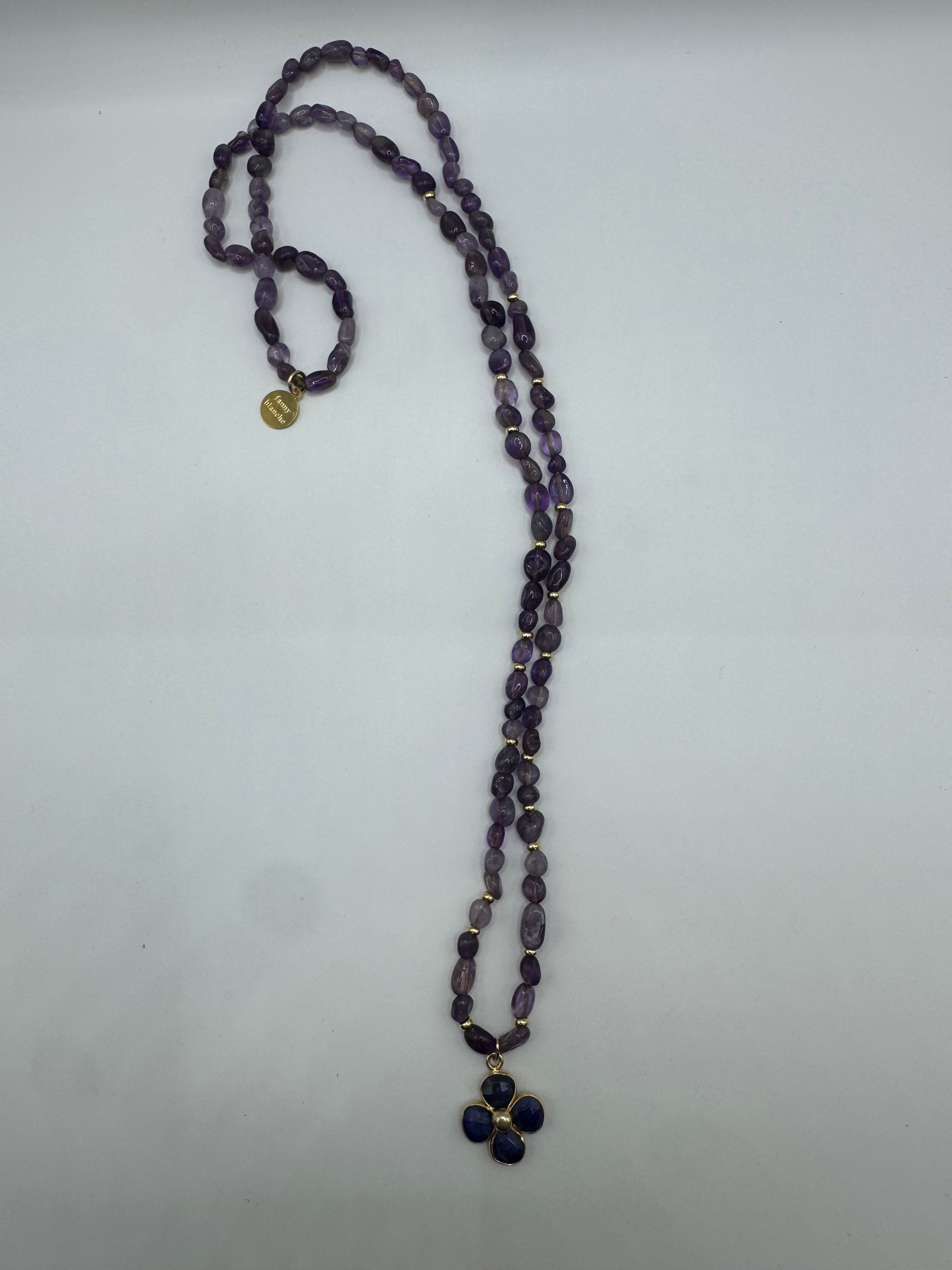 Midnight Bloom — Amethyst & Lapis Necklace from Paris