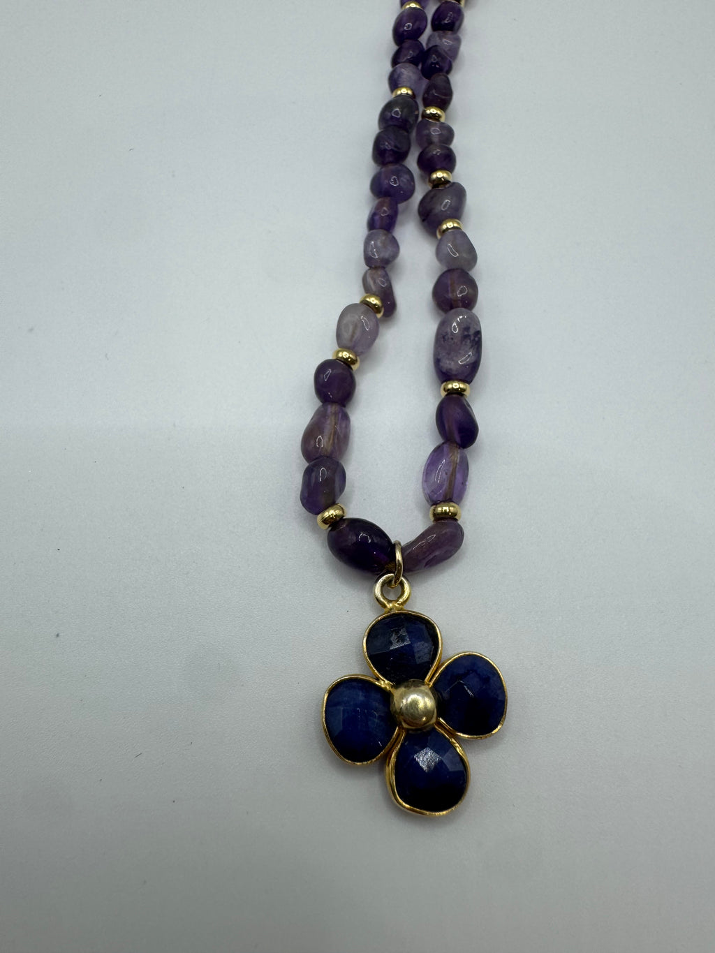 Midnight Bloom — Amethyst & Lapis Necklace from Paris