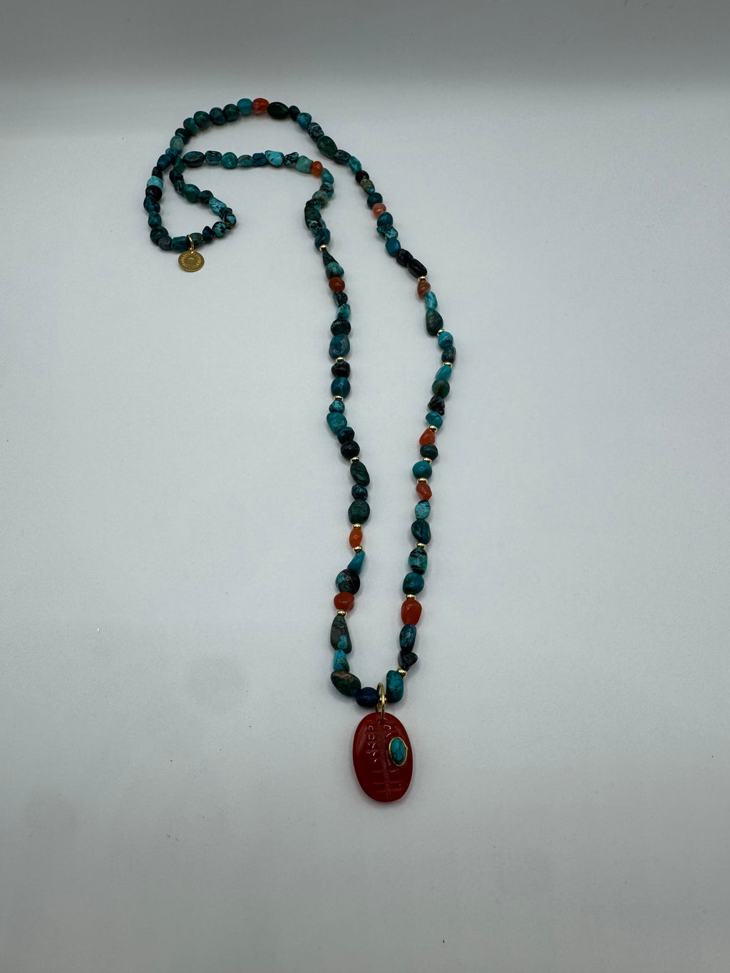 Turquoise & Carnelian Talisman Necklace