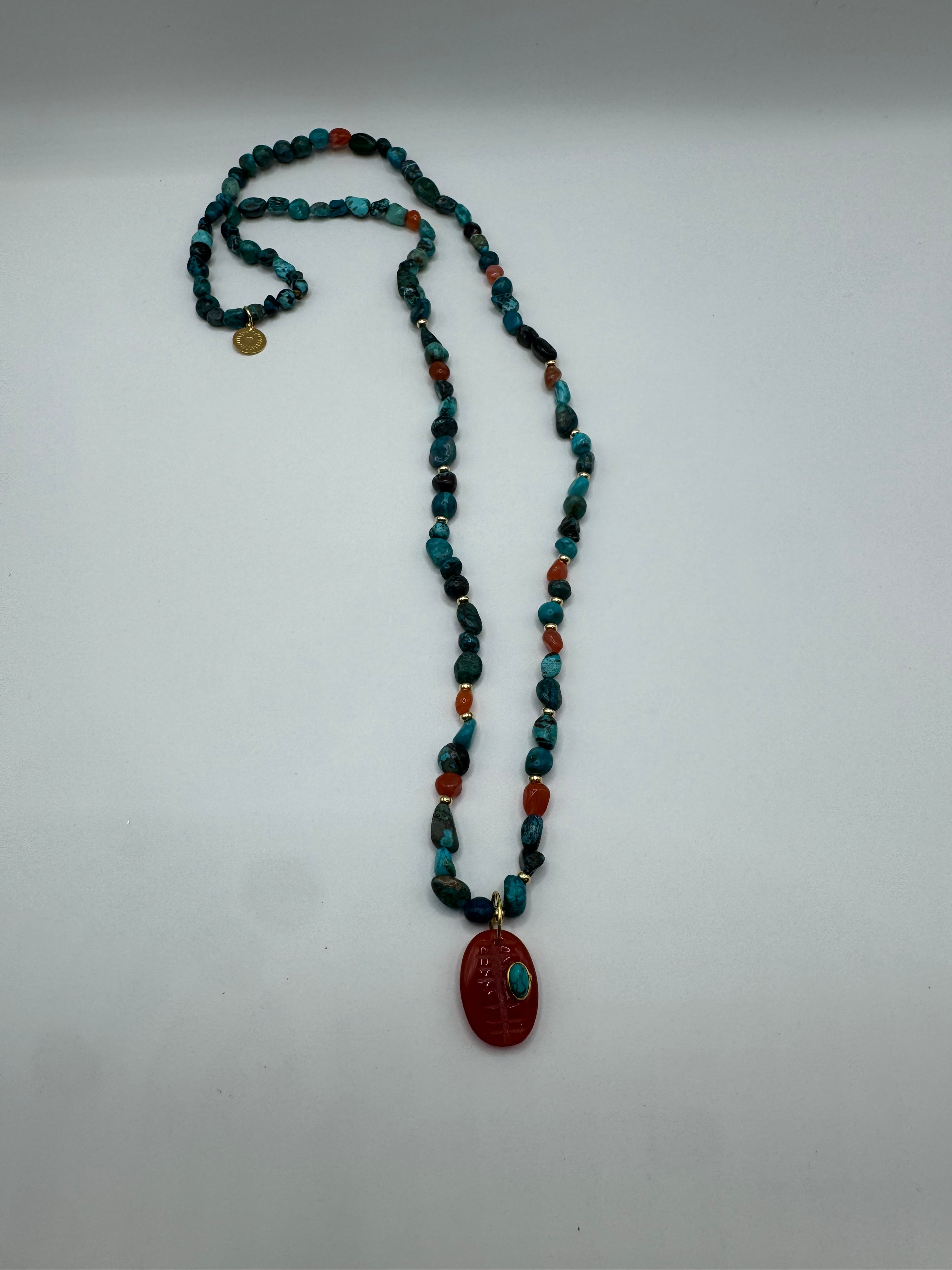 Turquoise & Carnelian Talisman Necklace
