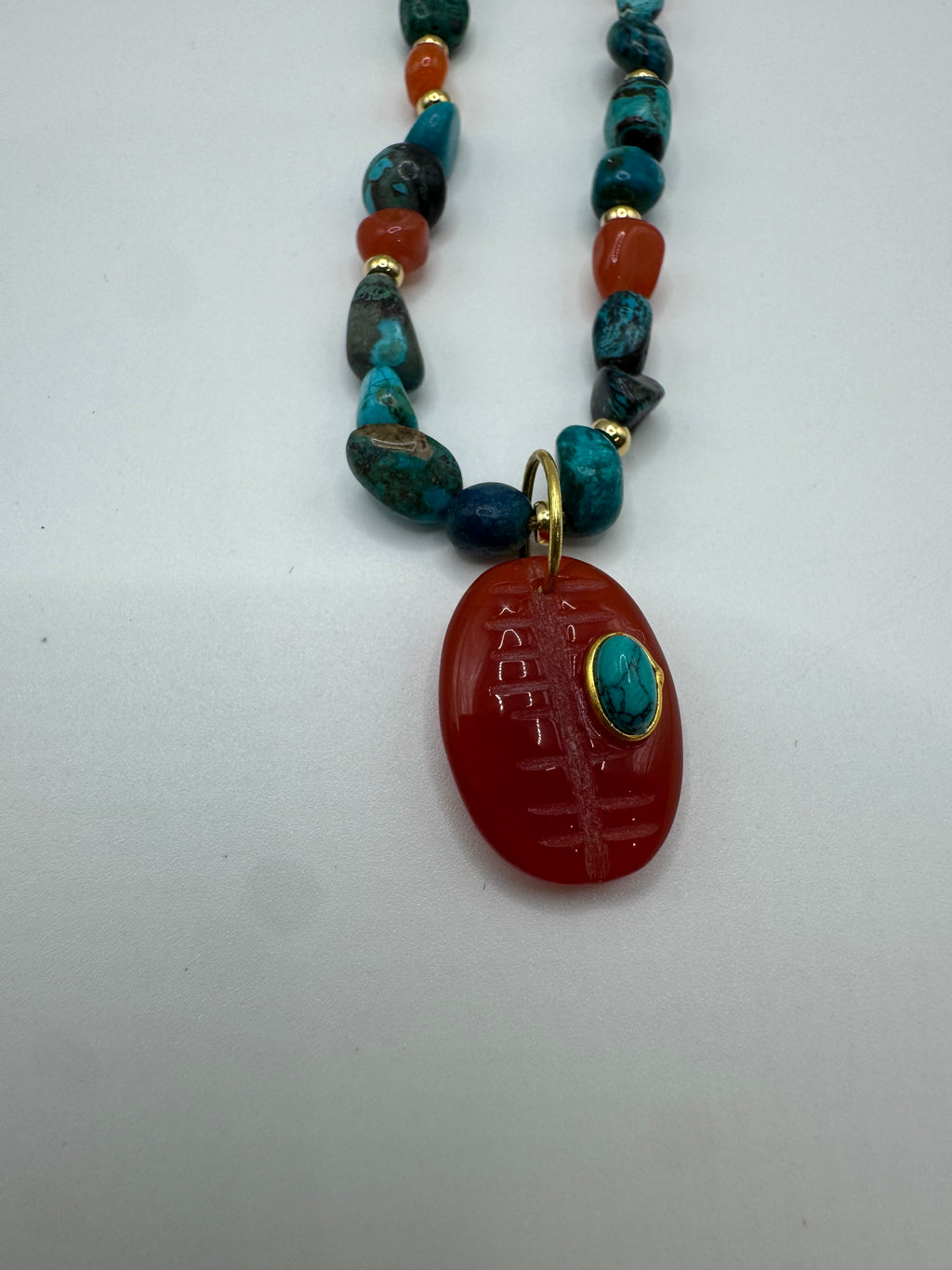 Turquoise & Carnelian Talisman Necklace