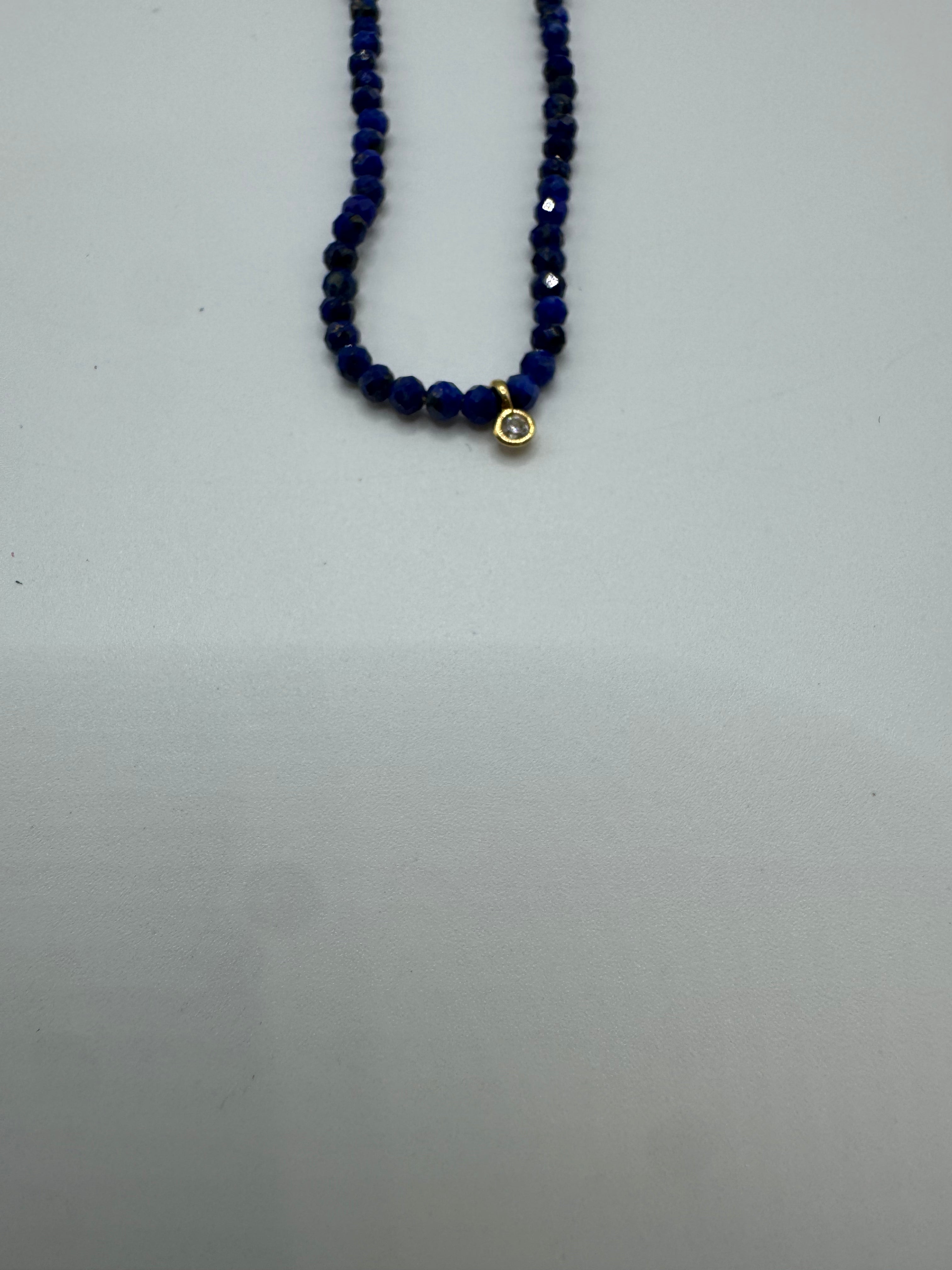 Lapis and CZ Necklace