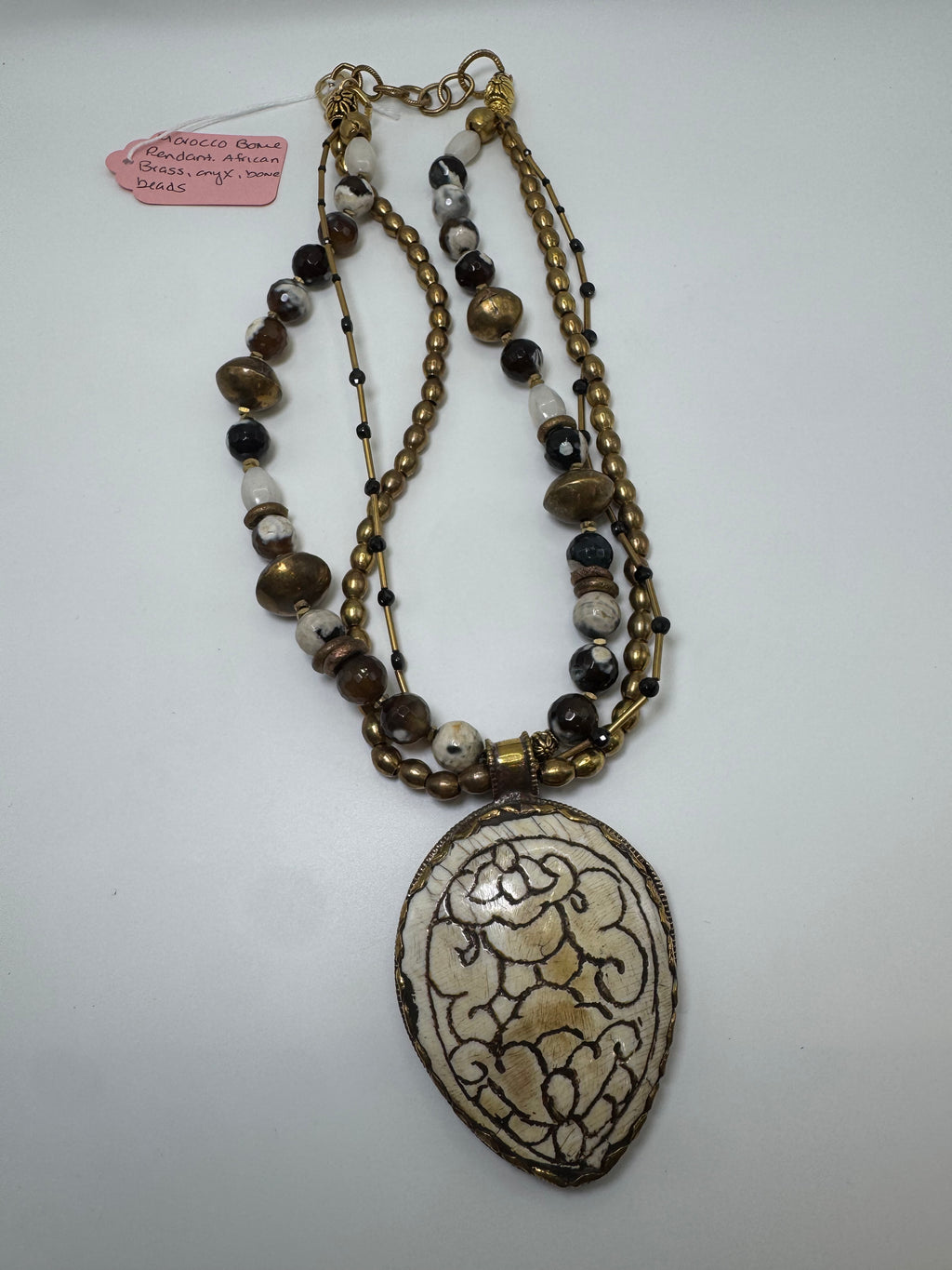 Moroccan Bone Pendant Necklace