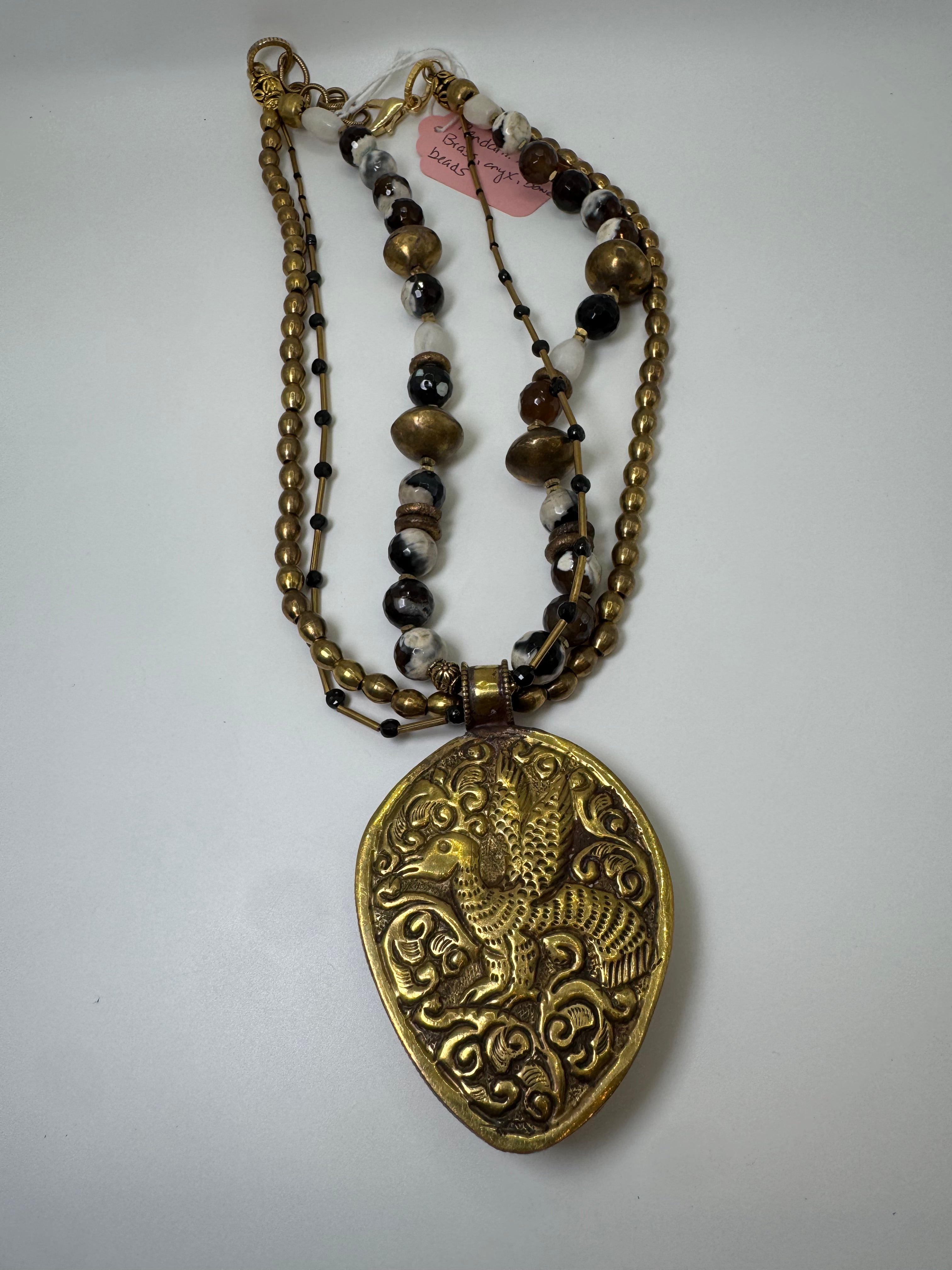 Moroccan Bone Pendant Necklace