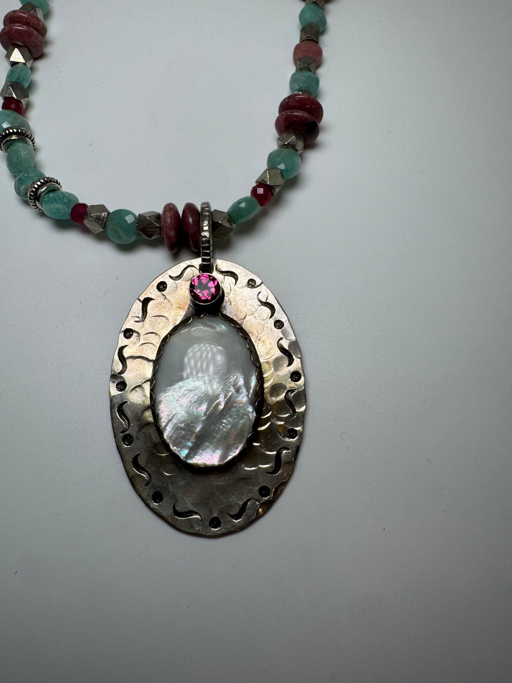 Richard Schmidt Mixed Gemstone Pendant Necklace