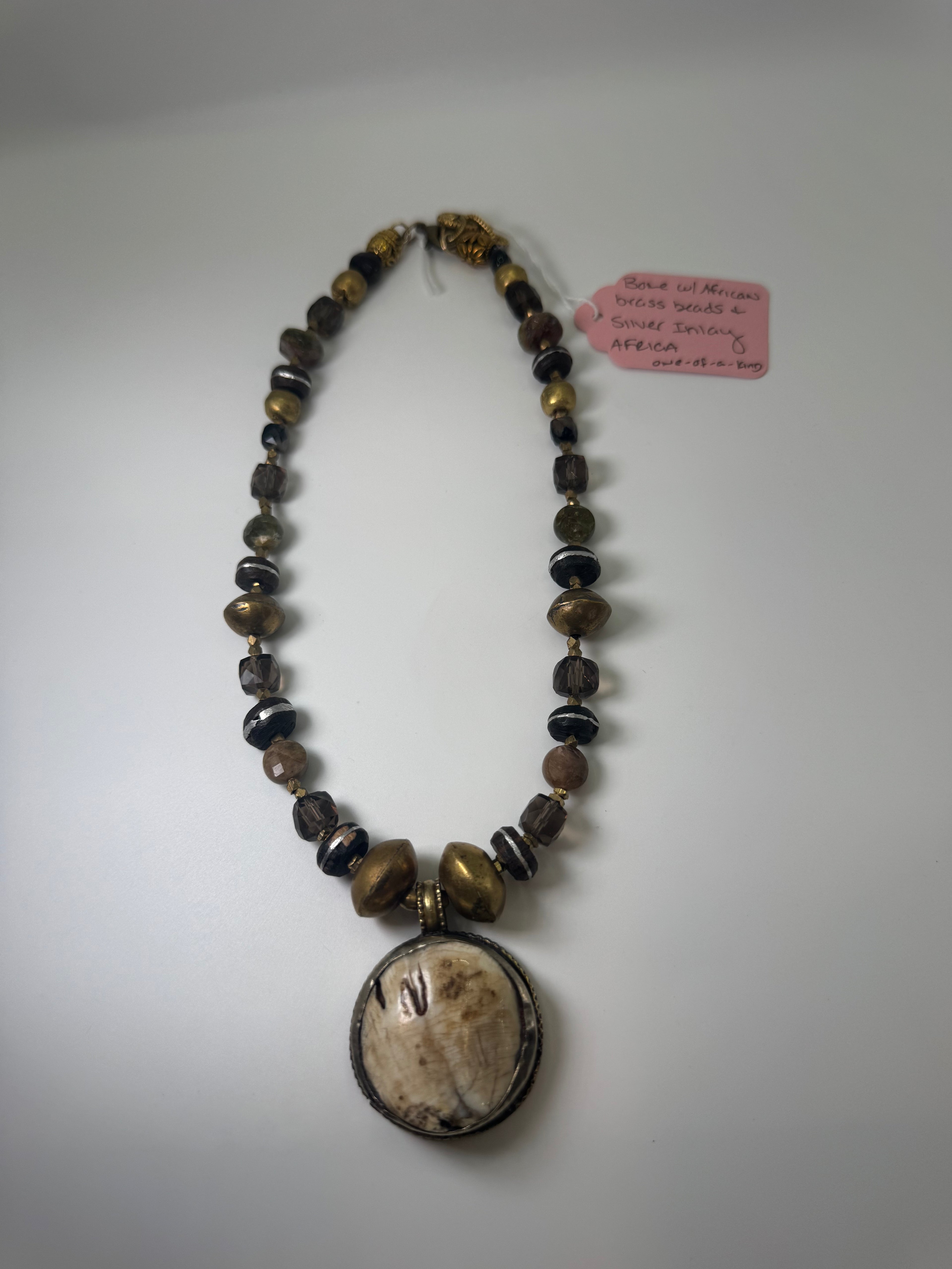 African Bone Pendant Necklace