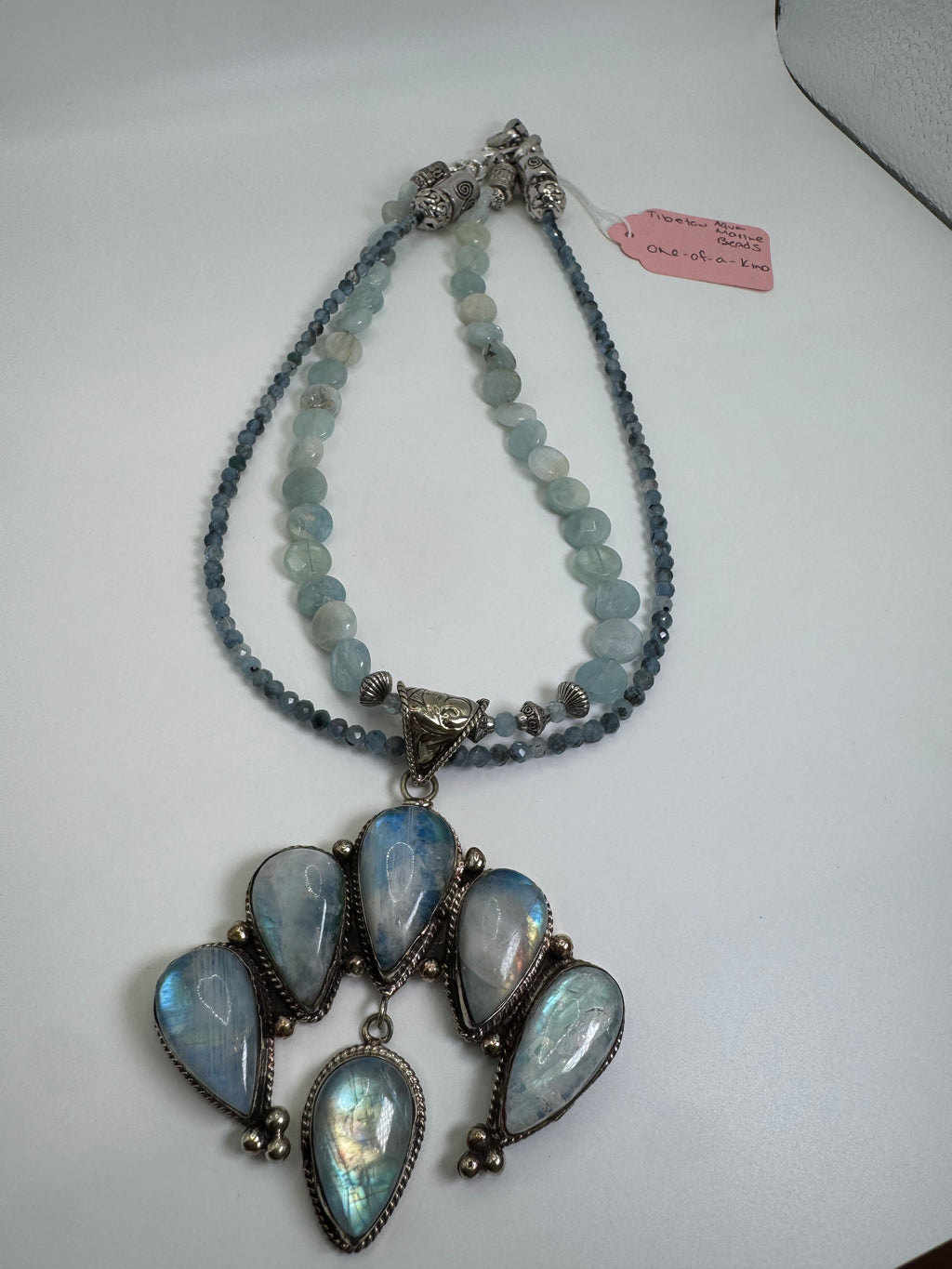 Tibetan Aquamarine & Moonstone Statement Necklace