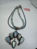 Tibetan Aquamarine & Moonstone Statement Necklace