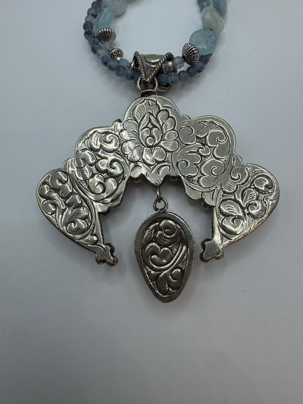 Tibetan Aquamarine & Moonstone Statement Necklace