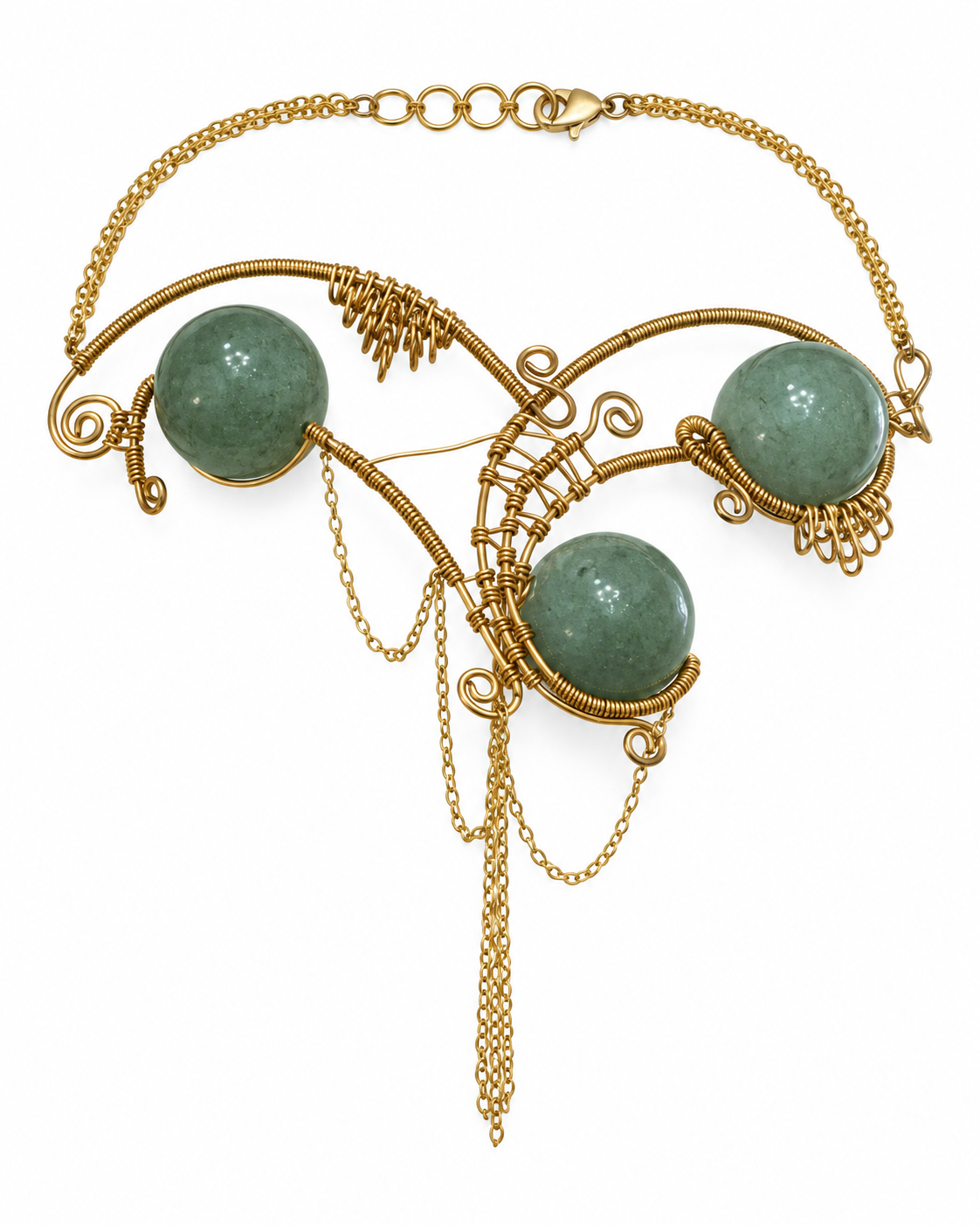 Heather Hancock Creations Green Aventurine & Brass Necklace
