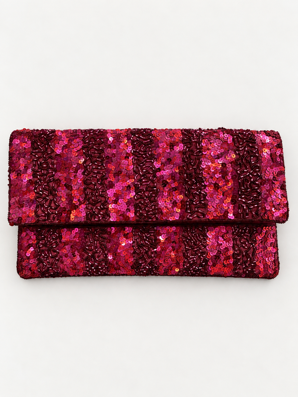 Fuchsia Sequin Foldover Clutch