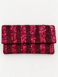 Fuchsia Sequin Foldover Clutch