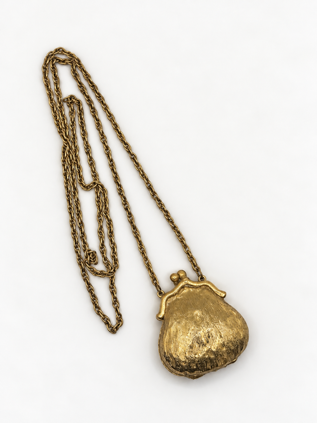 Vintage Gold-Tone Coin Purse Pendant Necklace