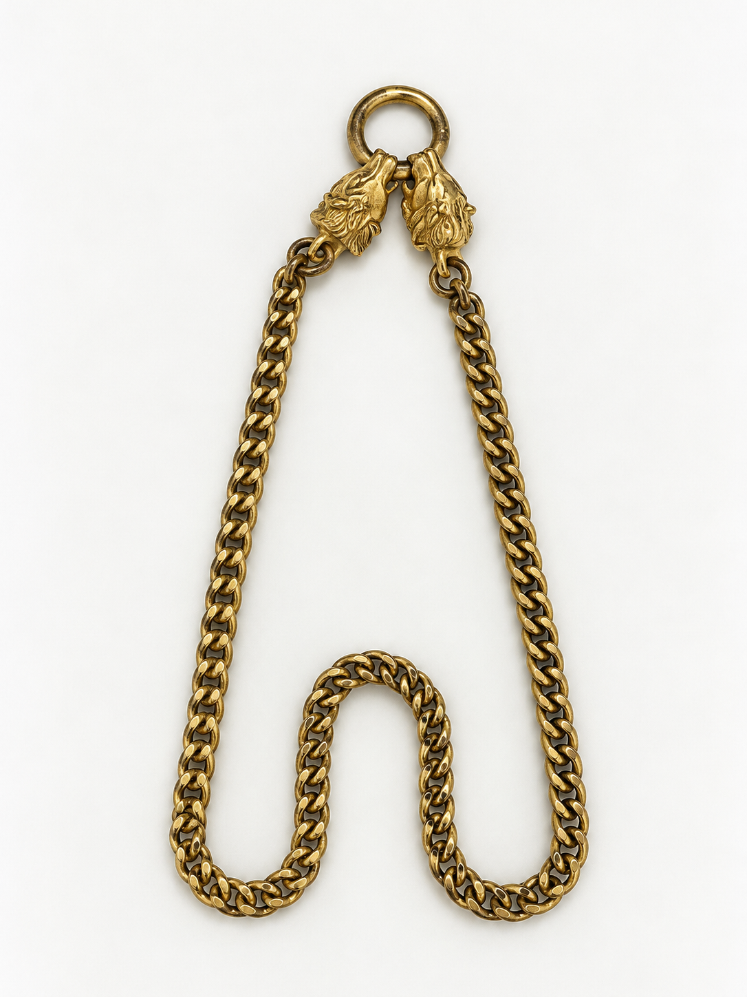 Vintage Gold-Tone Lion Head Clasp Necklace