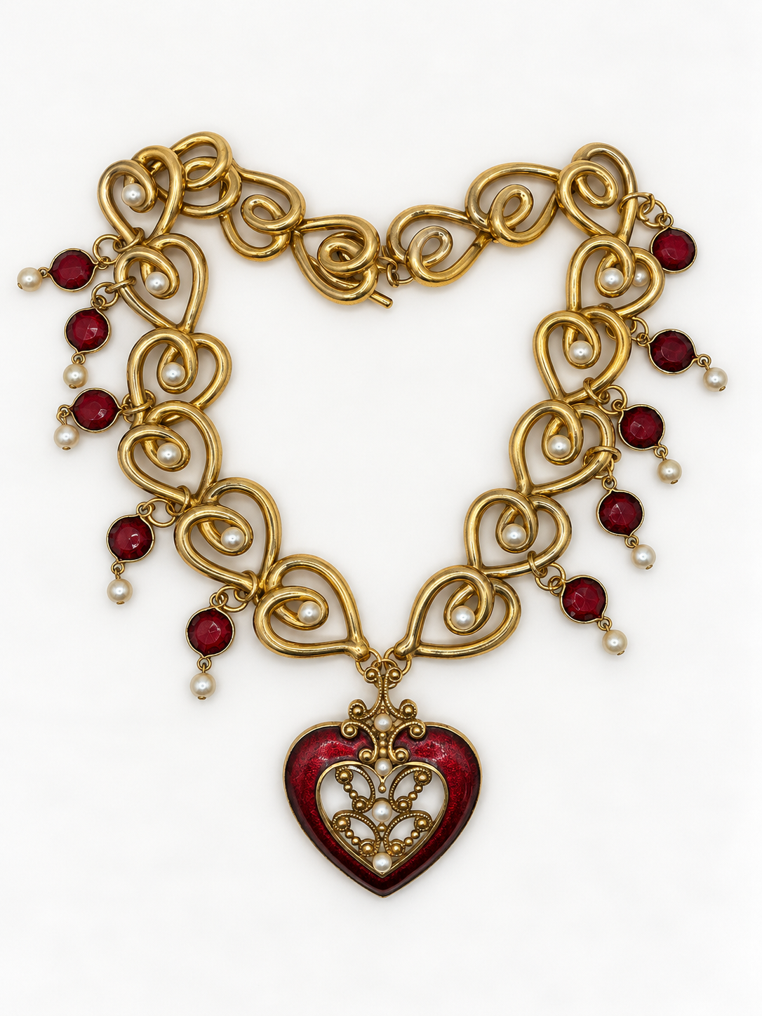Upcycled Vintage Avon Heart Statement Necklace