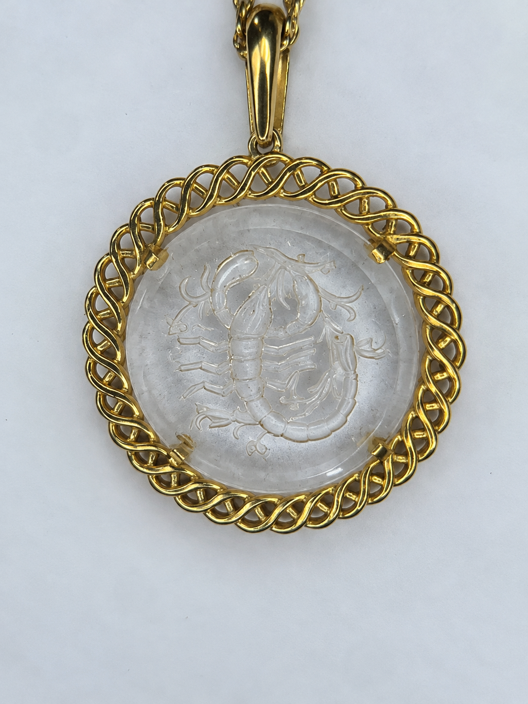 Trifari Scorpio Zodiac Intaglio Necklace - Vintage