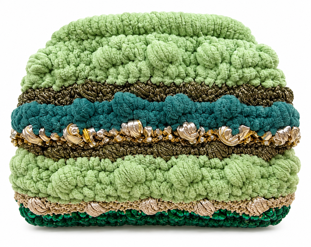 Handmade Greek Emerald Green Crochet Bag