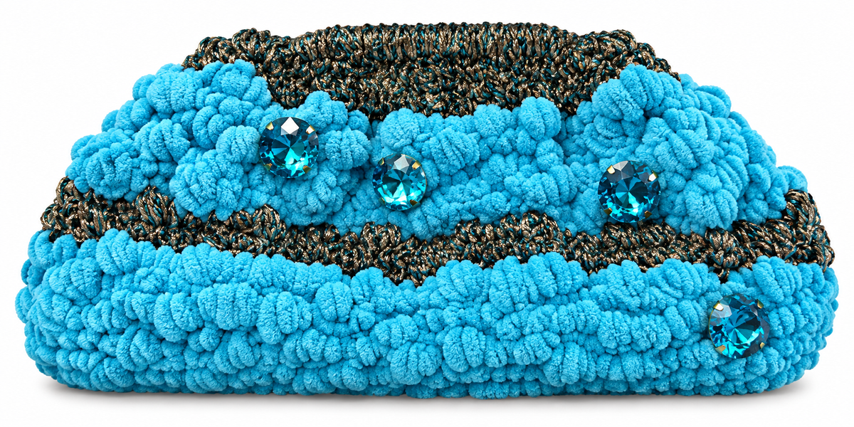 Handmade Greek Turquoise Crystal Crochet Bag