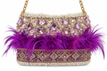 Handmade Greek Purple Feather & Crystal Bag