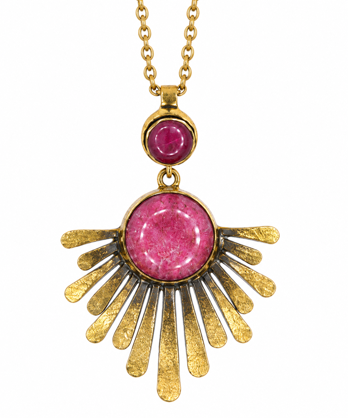 Tonia Makri Ruby, Thulite & Pink Druzy Quartz Necklace