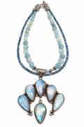 Tibetan Aquamarine & Moonstone Statement Necklace