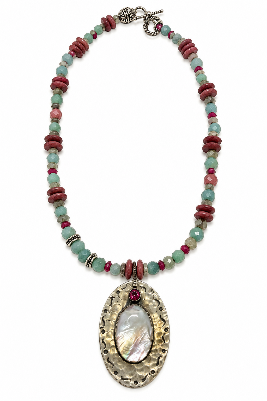 Richard Schmidt Mixed Gemstone Pendant Necklace