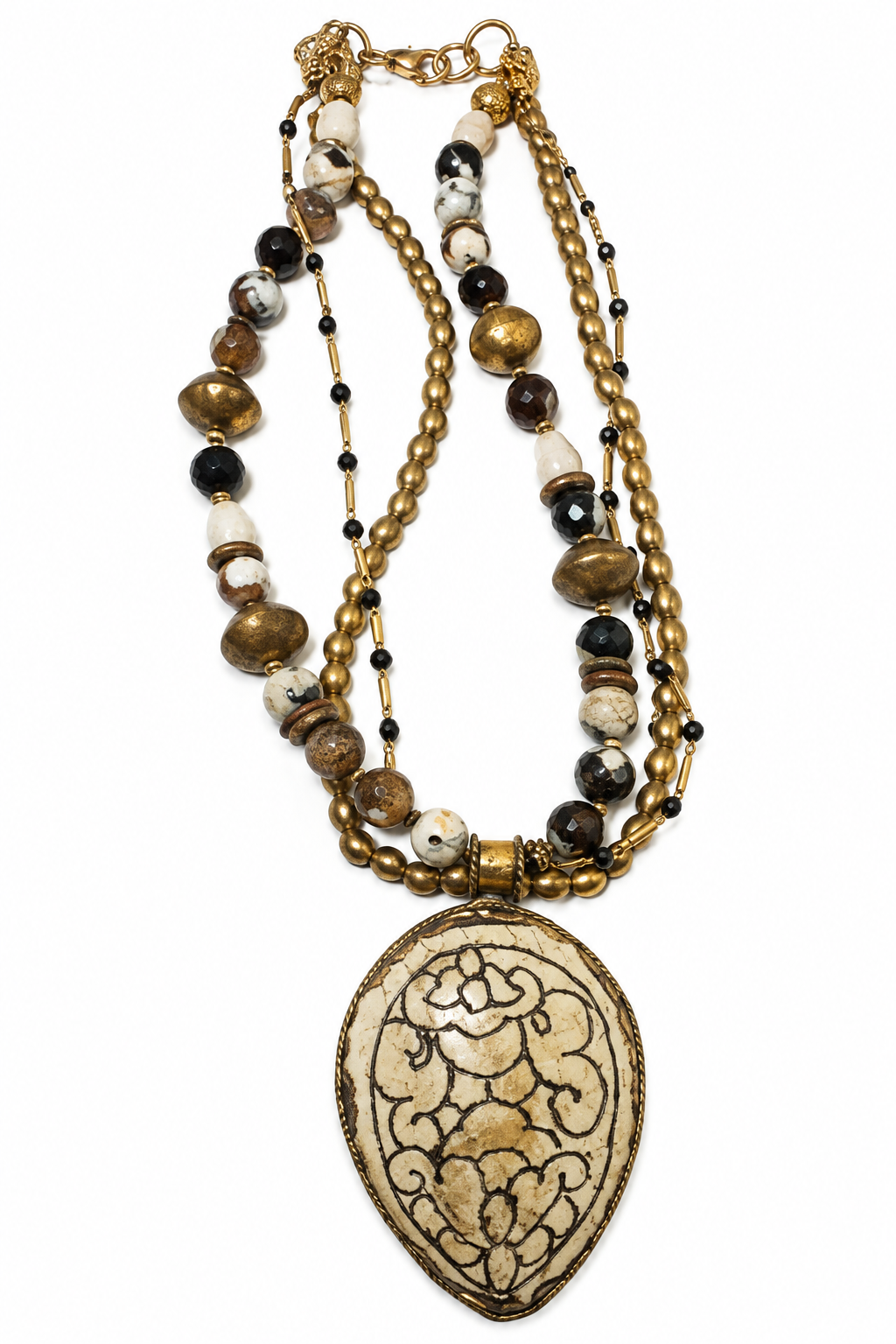 Moroccan Bone Pendant Necklace