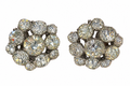 Rhinestone Cluster Clip Earrings - Vintage