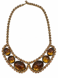 Amber Glass & Rhinestone Bibb - Vintage