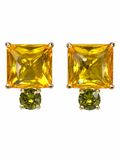 Citrine & Olive CZ Stud Earrings
