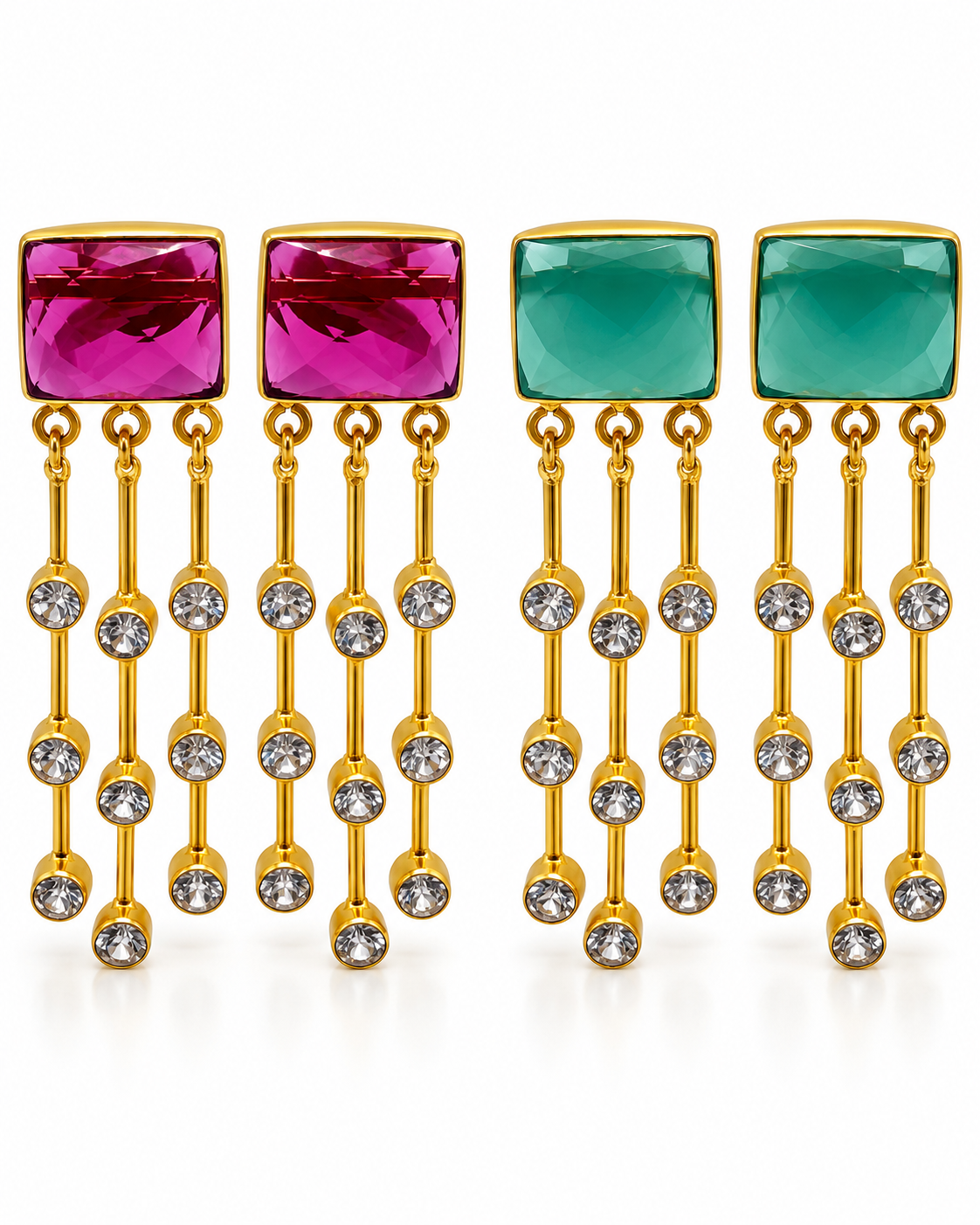 Fuchsia & Aqua Chandelier Earnings with CZ’s