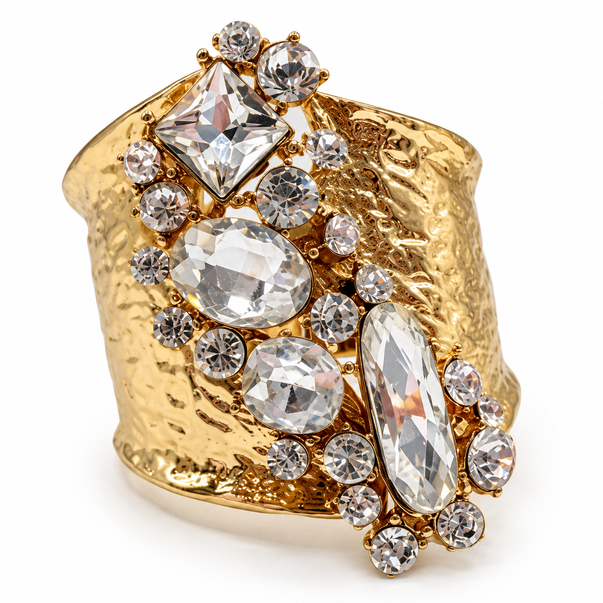 Gold Tone Rhinestone Cuff - Vintage